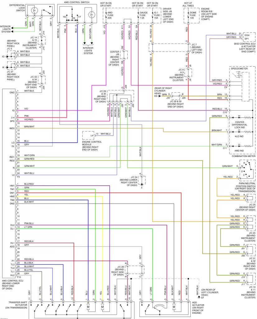 Toyota 4Runner N210 4WD Wiring Diagram and Fuse