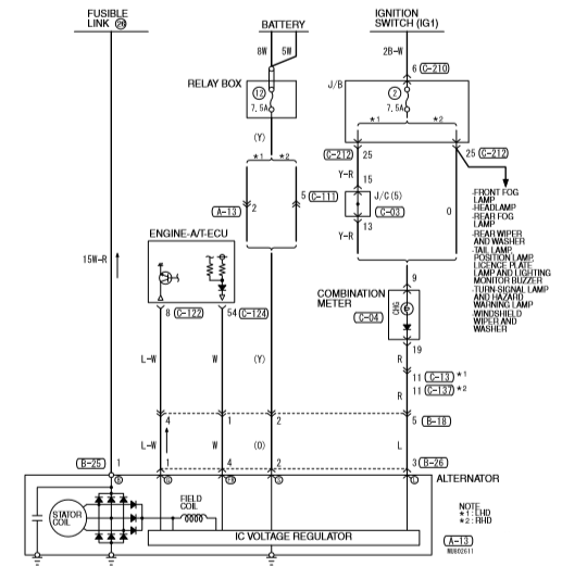 схемы расположения генератора на митсубиси челенджер