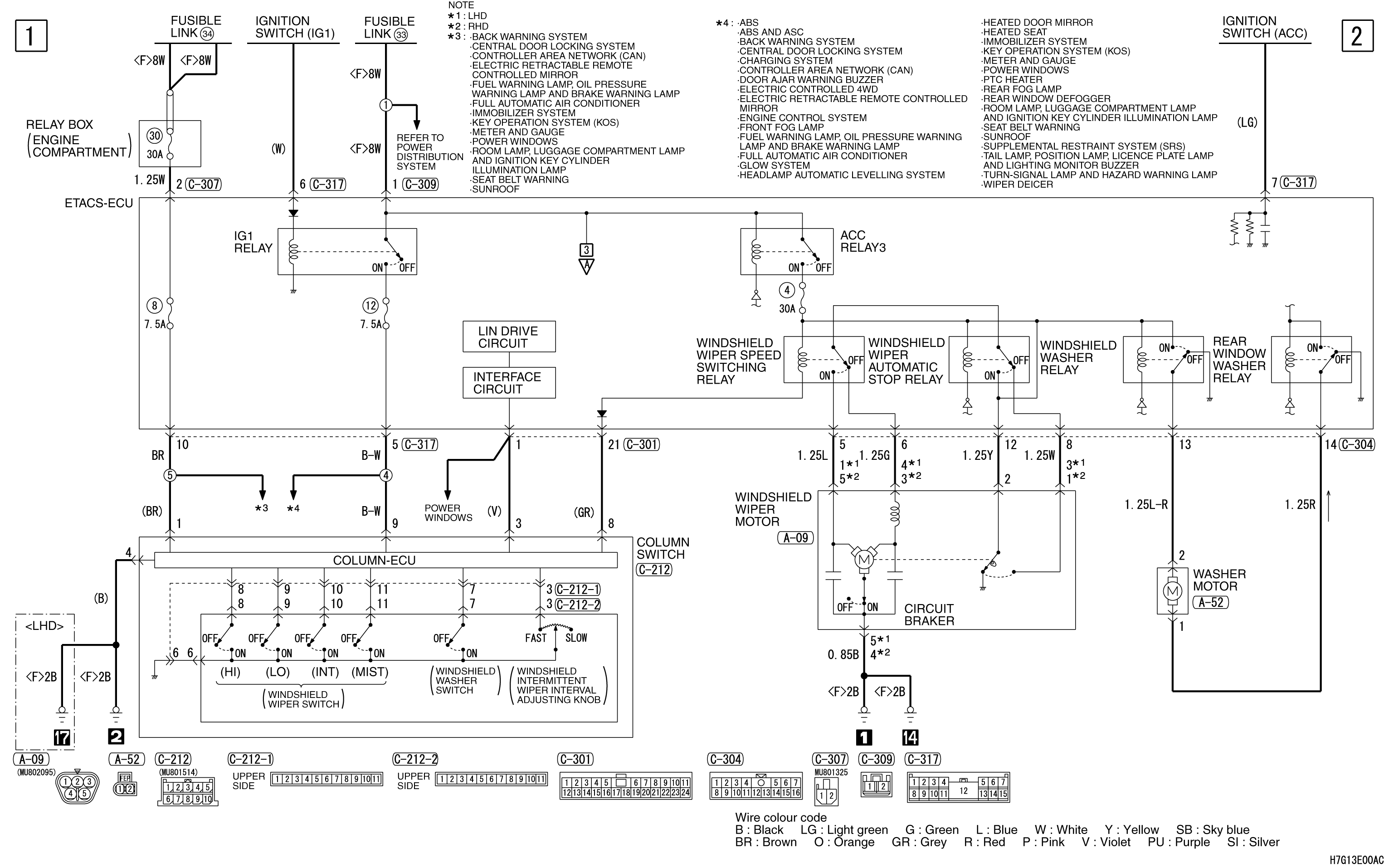 mmc аутлендер xl электросхема WINDSHIELD WIPER

AND WASHER 