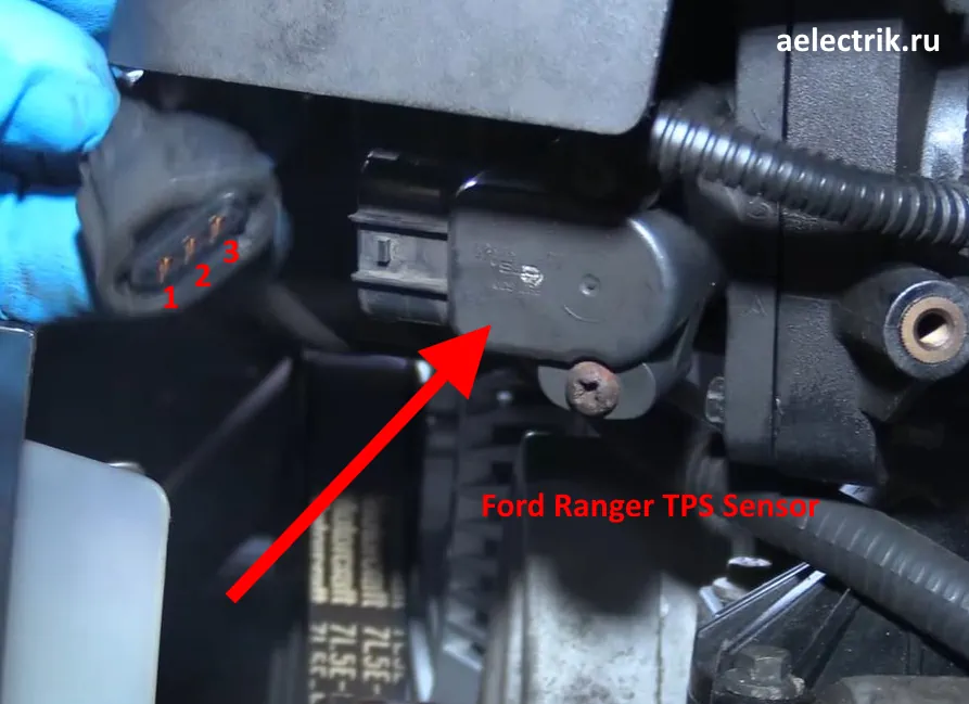 Throttle Position Sensor TPS 98-12 Ford Ranger Location, расположение