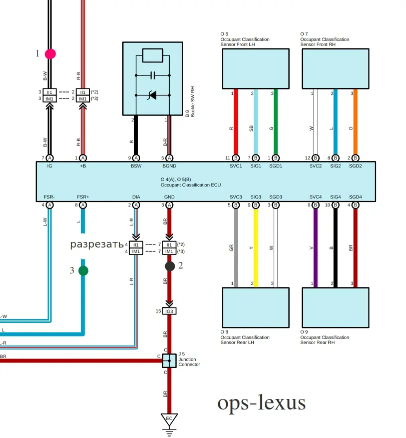 схема подключения ops lexus