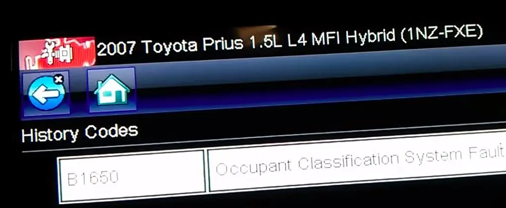 ошибка B1650 toyota Prius